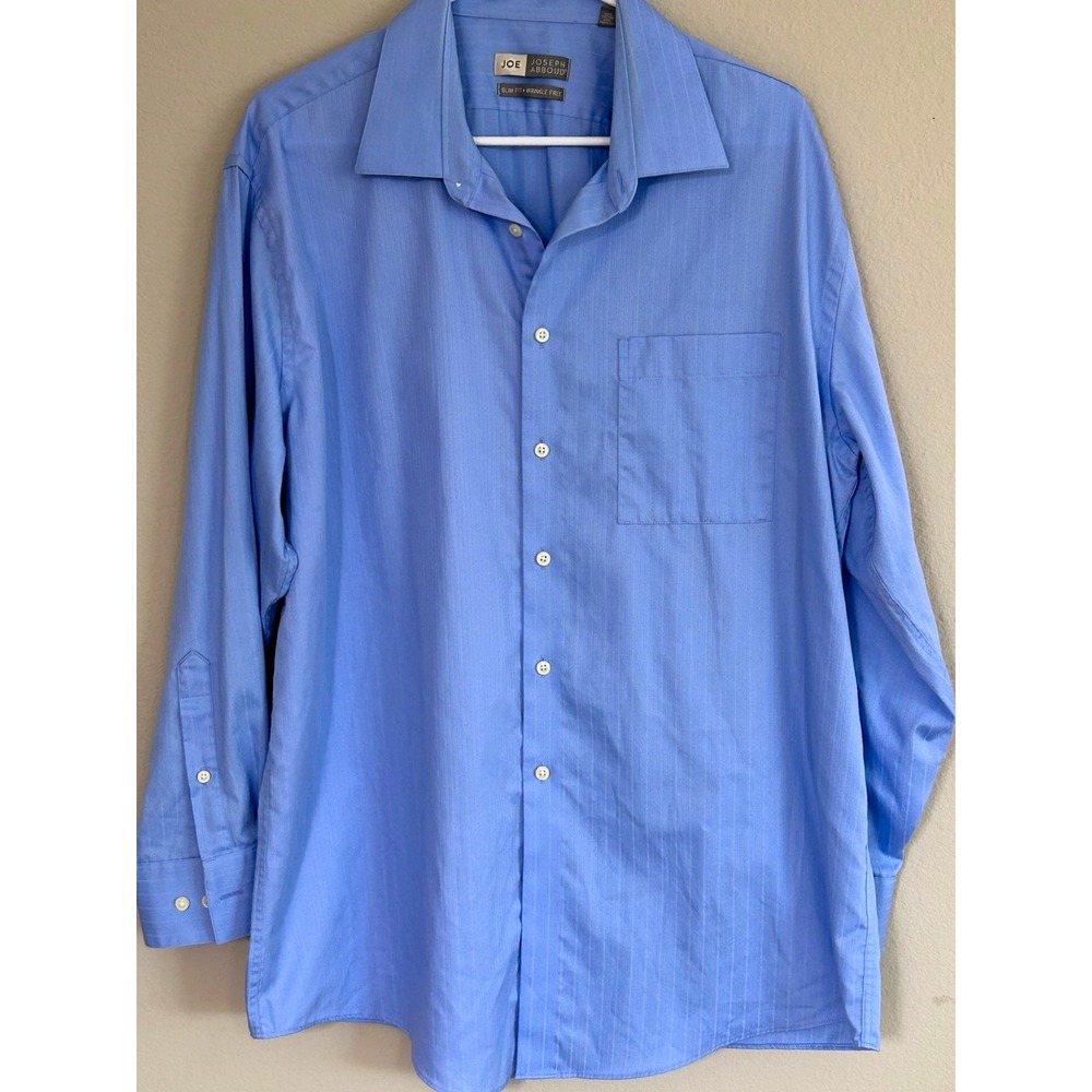 Joseph Abboud Slim Fit Wrinkle Resistant Dress Shirt Blue Striped 17.5 32/33